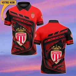 AS Monaco – Chemise polo Nouvelle Version Avec Nom Personnalisé