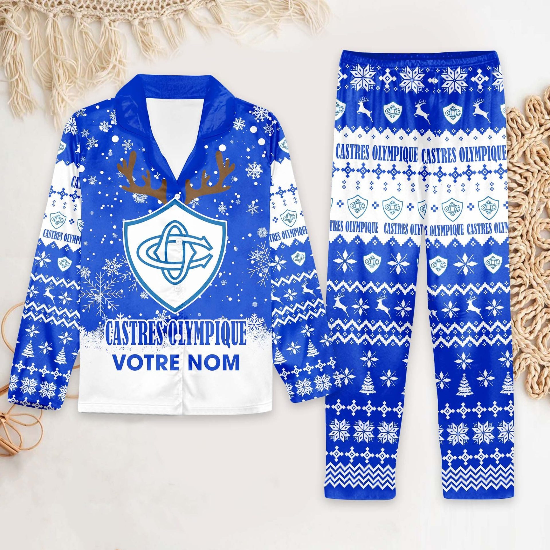 Castres Olympique – Ensemble de pyjama : édition fan avec nom personnalisé Castres Olympique – Ensemble de pyjama : édition fan avec nom personnalisé