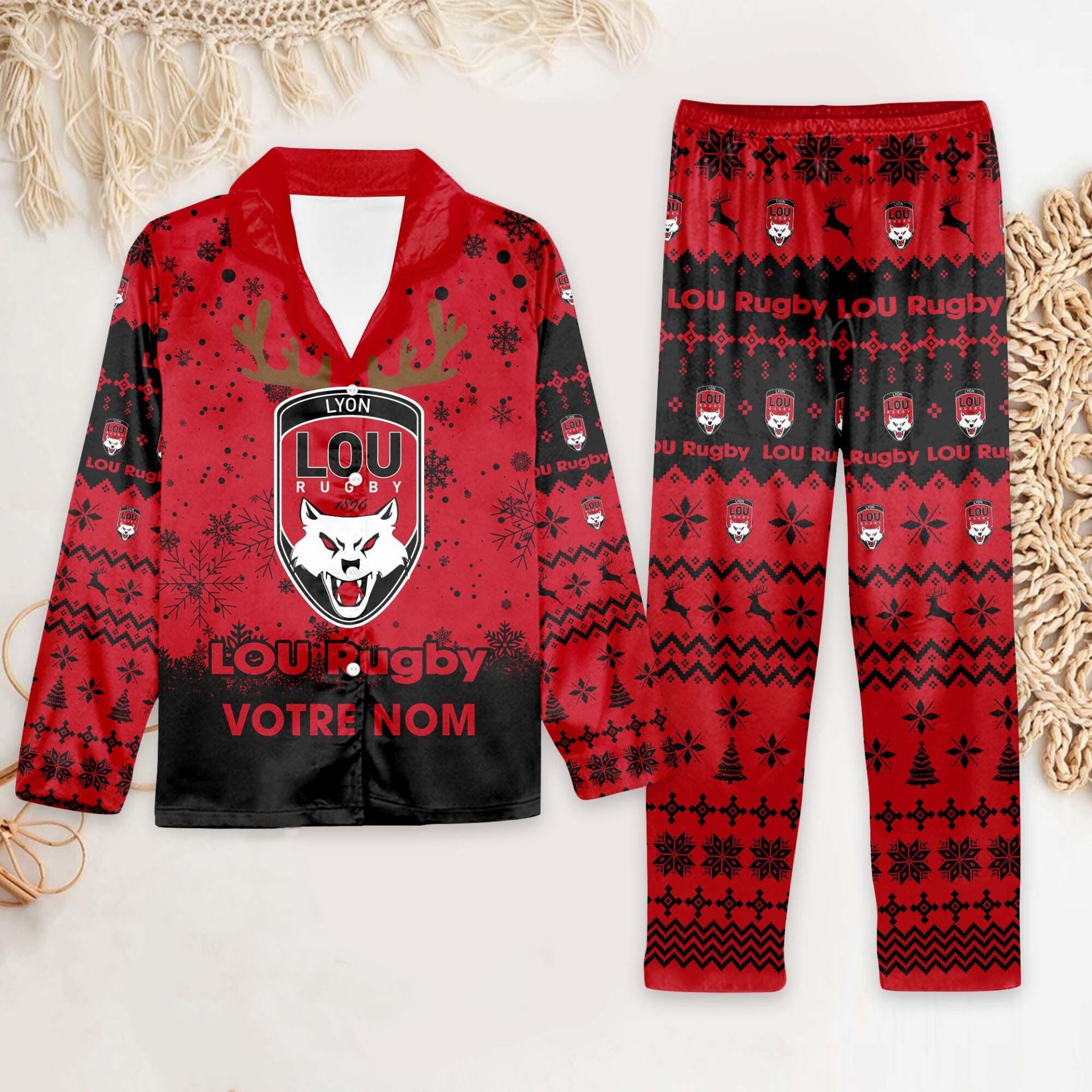 Lyon OU – Ensemble de pyjama : édition fan avec nom personnalisé Lyon OU – Ensemble de pyjama : édition fan avec nom personnalisé