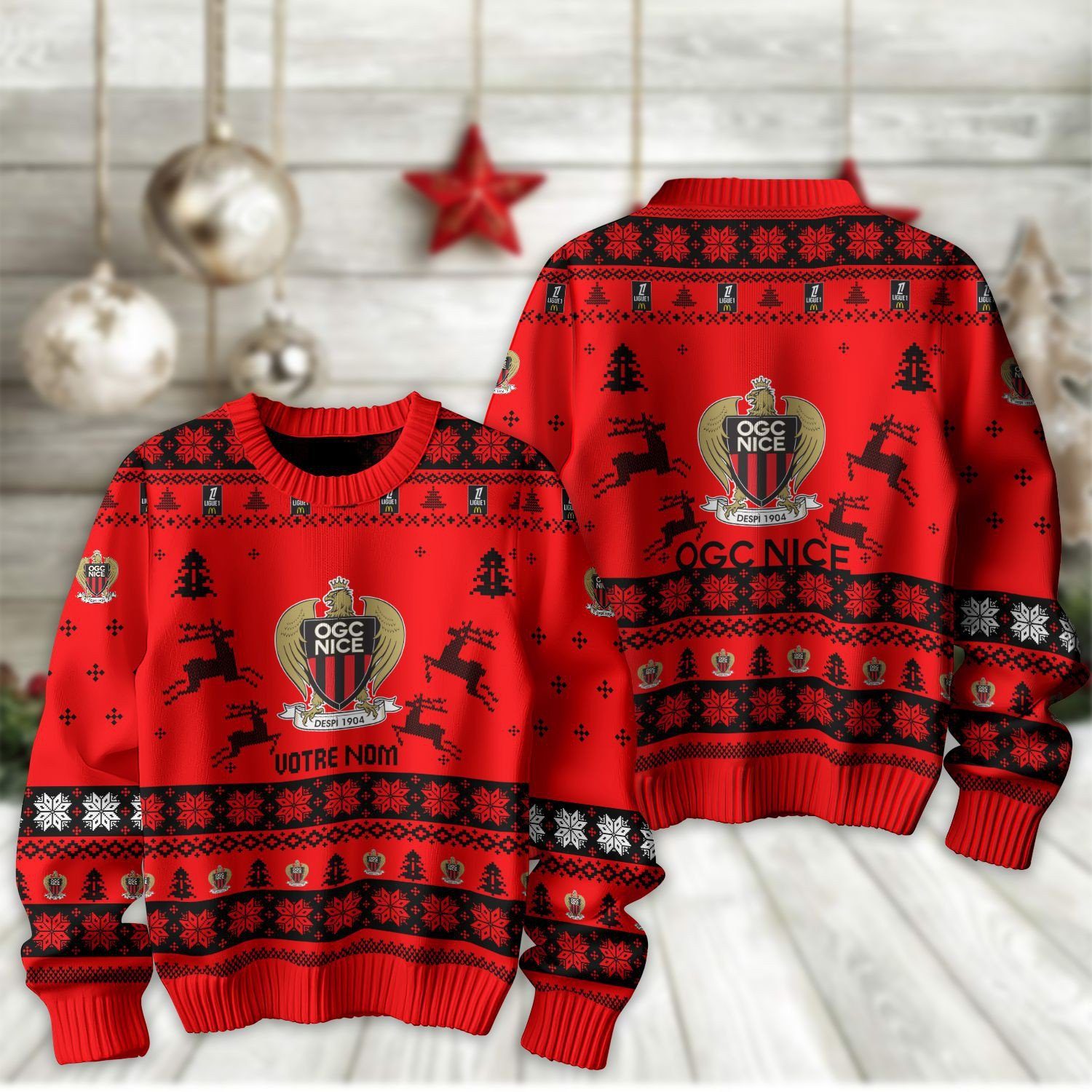 OGC Nice – Pull-over édition fan avec nom personnalisé OGC Nice – Pull-over édition fan avec nom personnalisé
