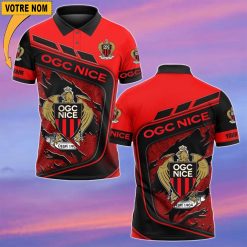 OGC Nice – Chemise polo Nouvelle Version Avec Nom Personnalisé