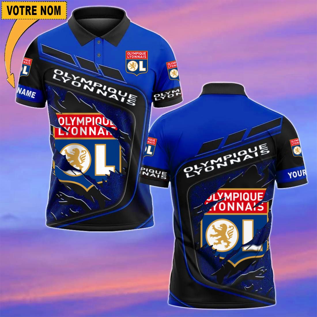 Olympique Lyonnais – Chemise polo Nouvelle Version Avec Nom Personnalisé Olympique Lyonnais – Chemise polo Nouvelle Version Avec Nom Personnalisé