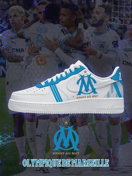 Olympique de Marseille – Baskets AF1 de sport – nouvelle version Olympique de Marseille – Baskets AF1 de sport – nouvelle version