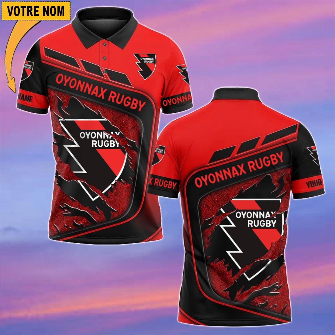 Oyonnax Rugby – Chemise polo Nouvelle Version Avec Nom Personnalisé Oyonnax Rugby – Chemise polo Nouvelle Version Avec Nom Personnalisé