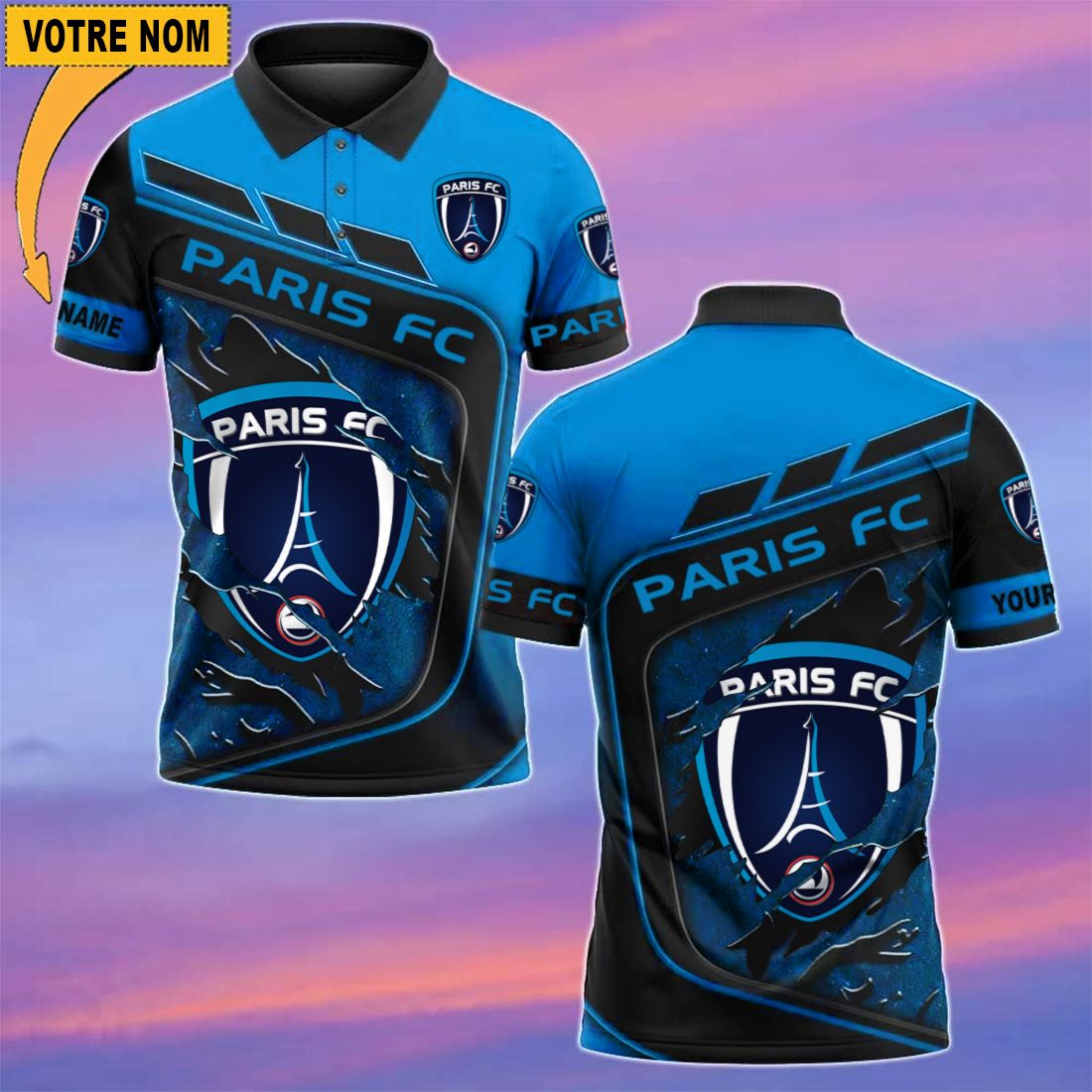 Paris FC – Chemise polo Nouvelle Version Avec Nom Personnalisé Paris FC – Chemise polo Nouvelle Version Avec Nom Personnalisé