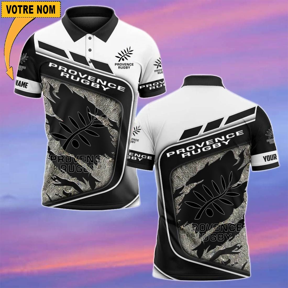 Provence Rugby – Chemise polo Nouvelle Version Avec Nom Personnalisé Provence Rugby – Chemise polo Nouvelle Version Avec Nom Personnalisé