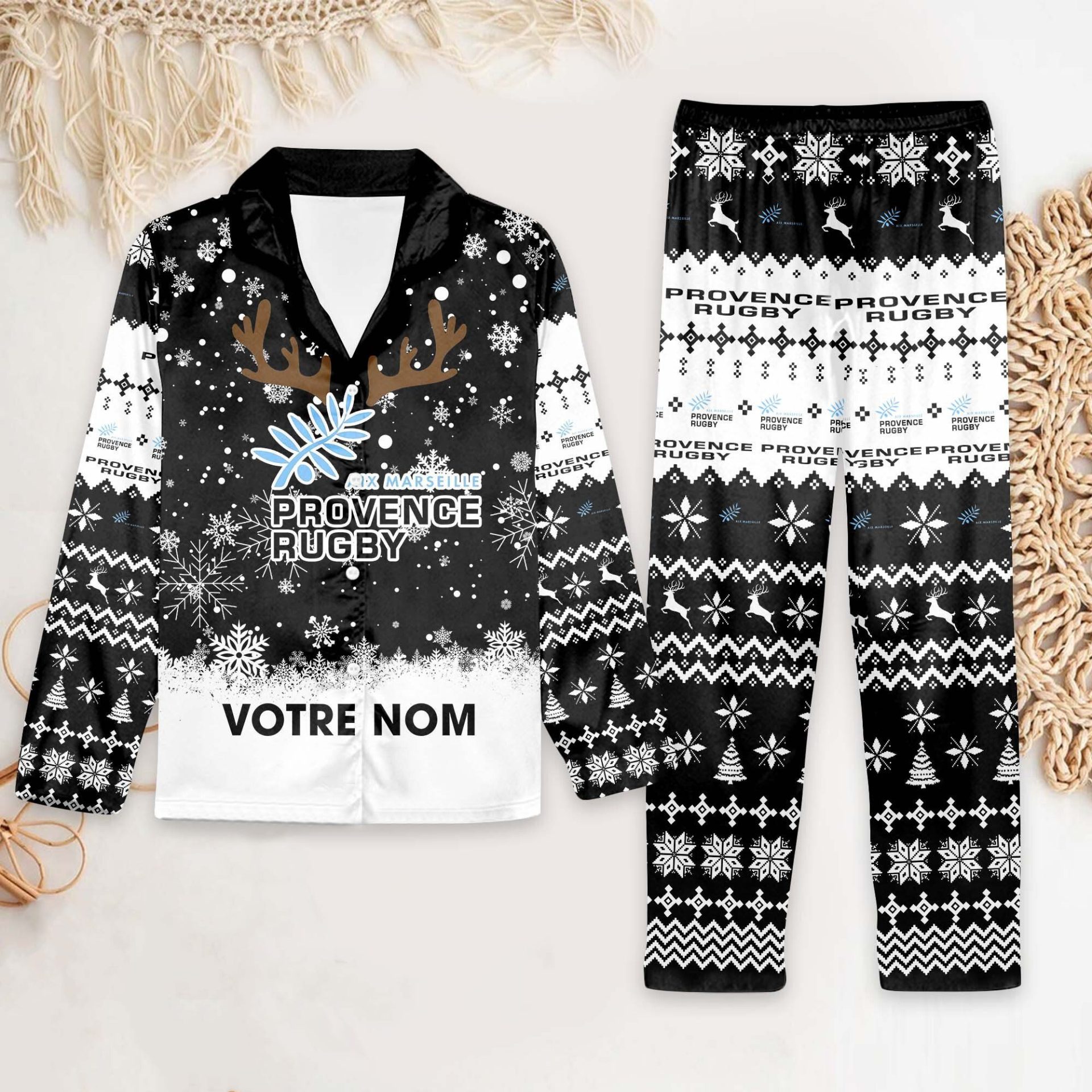 Provence Rugby – Ensemble de pyjama : édition fan avec nom personnalisé Provence Rugby – Ensemble de pyjama : édition fan avec nom personnalisé