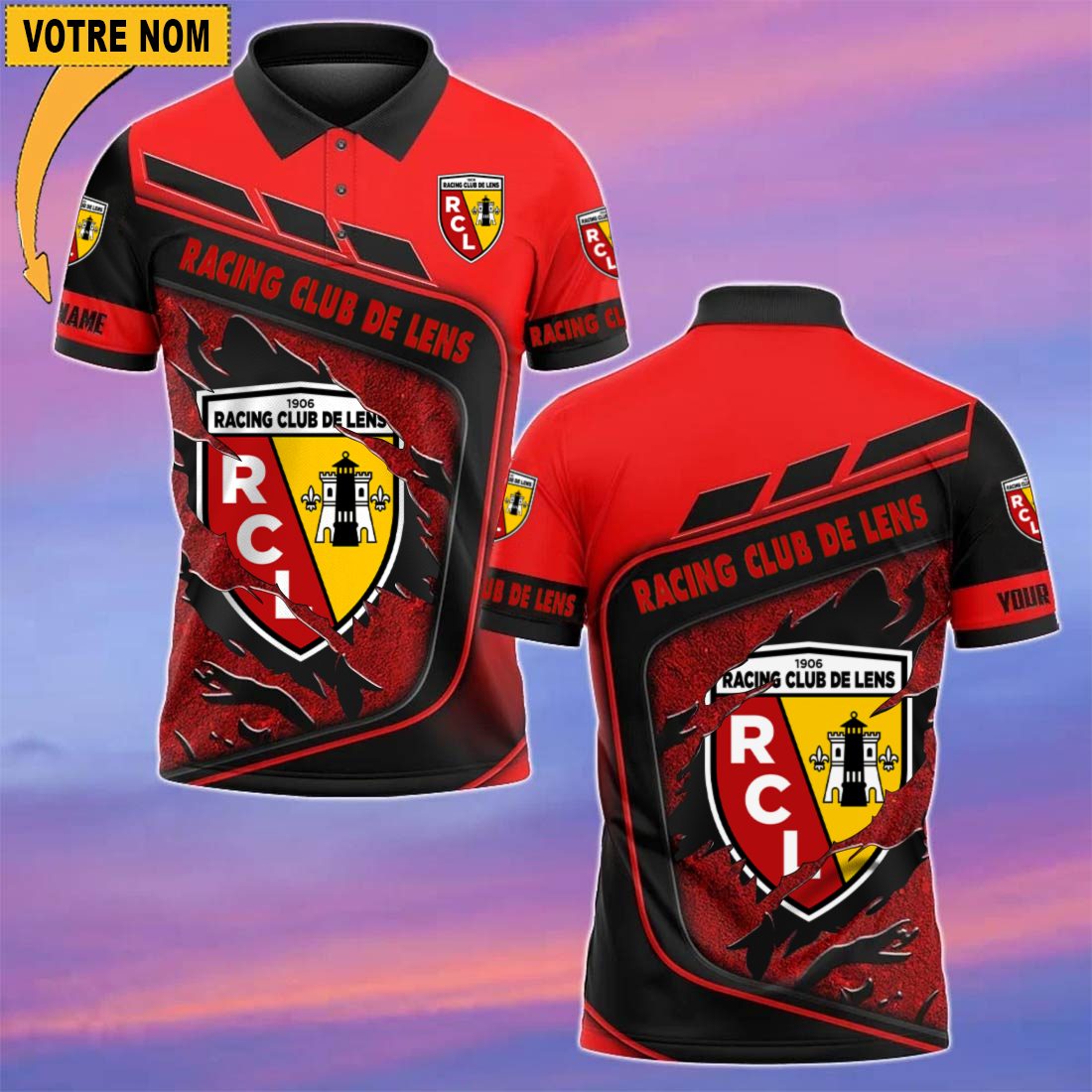 RC Lens – Chemise polo Nouvelle Version Avec Nom Personnalisé RC Lens – Chemise polo Nouvelle Version Avec Nom Personnalisé