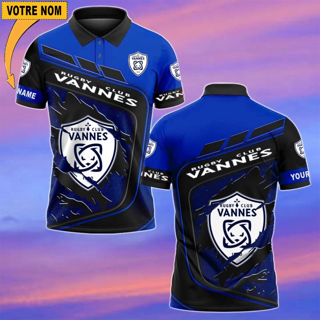 RC Vannes – Chemise polo Nouvelle Version Avec Nom Personnalisé RC Vannes – Chemise polo Nouvelle Version Avec Nom Personnalisé