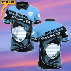Racing 92 – Chemise polo Nouvelle Version Avec Nom Personnalisé