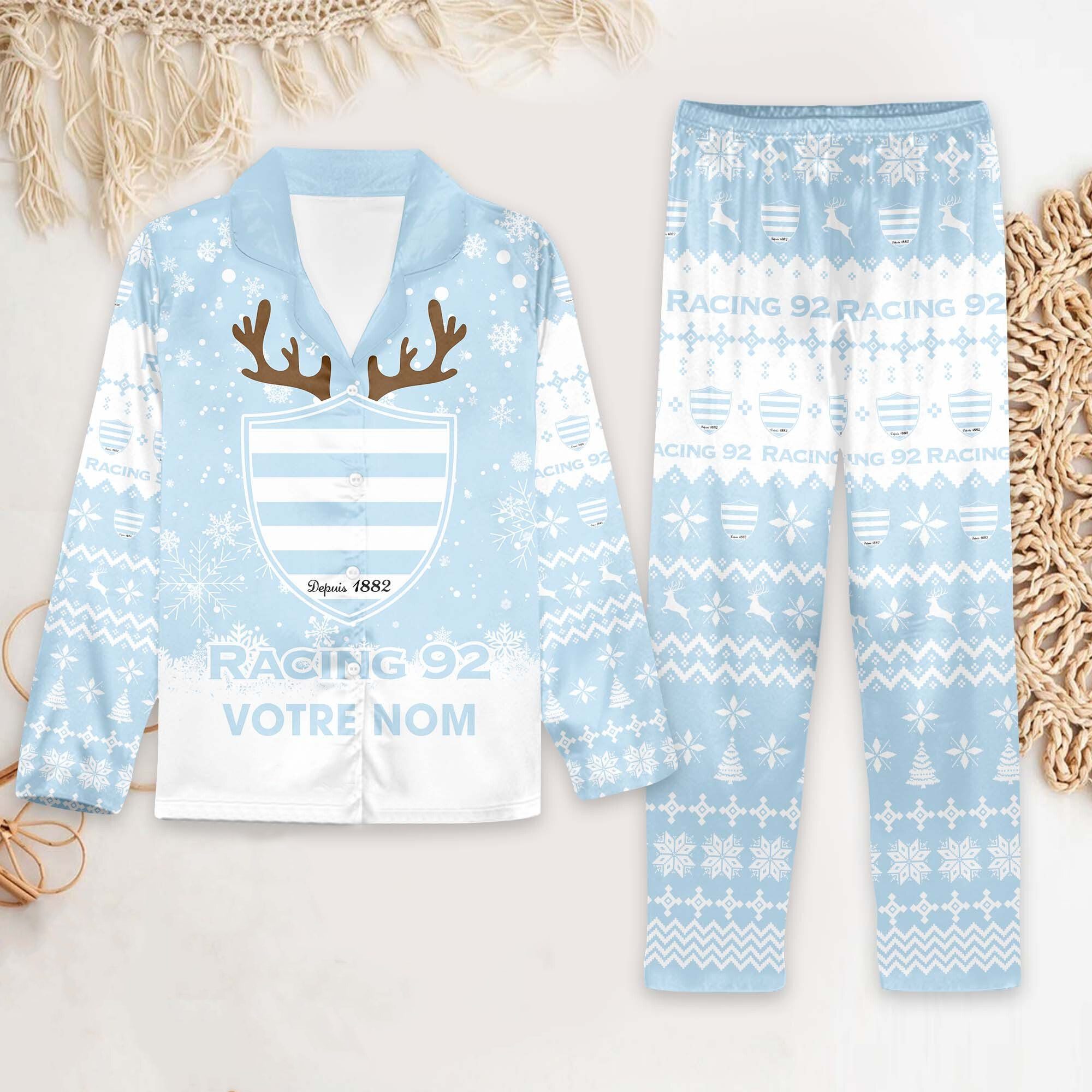 Racing 92 – Ensemble de pyjama : édition fan avec nom personnalisé Racing 92 – Ensemble de pyjama : édition fan avec nom personnalisé