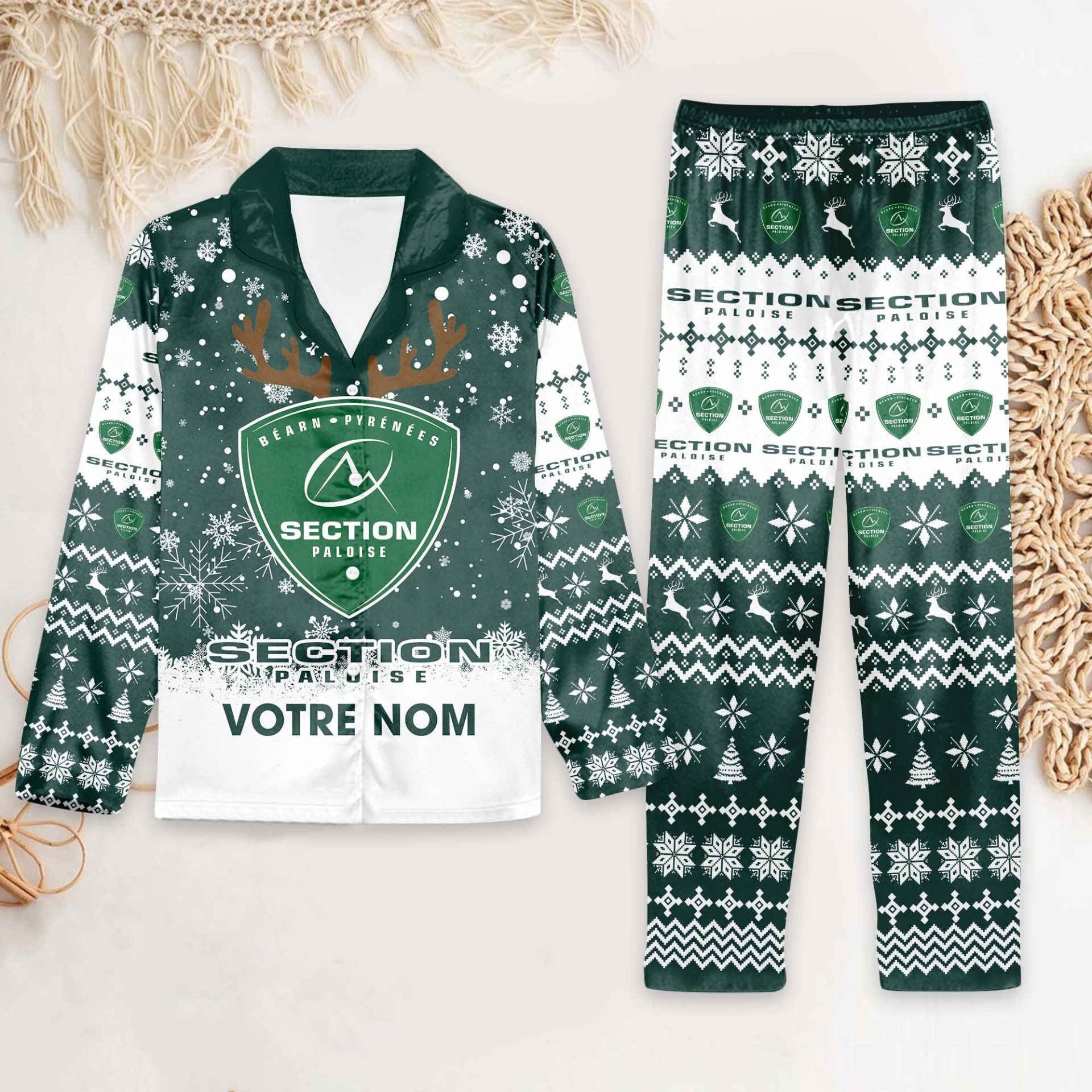 Section Paloise – Ensemble de pyjama : édition fan avec nom personnalisé Section Paloise – Ensemble de pyjama : édition fan avec nom personnalisé