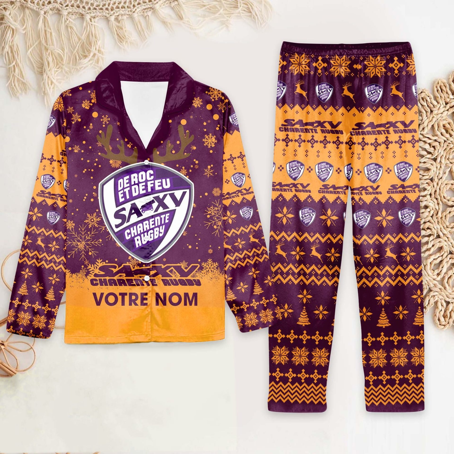 Soyaux-Angoulême XV – Ensemble de pyjama : édition fan avec nom personnalisé Soyaux-Angoulême XV – Ensemble de pyjama : édition fan avec nom personnalisé