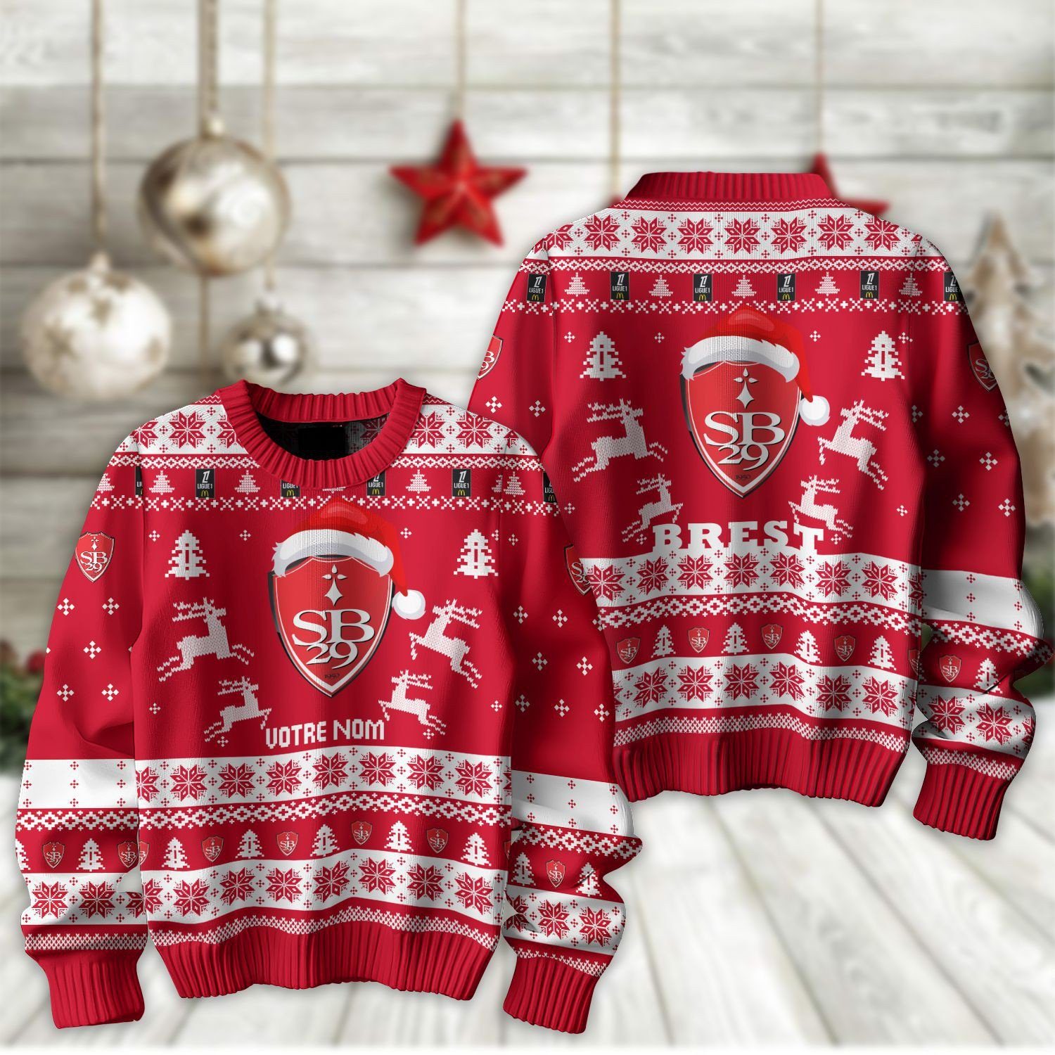 Stade Brestois 29 – Pull-over édition fan avec nom personnalisé Stade Brestois 29 – Pull-over édition fan avec nom personnalisé