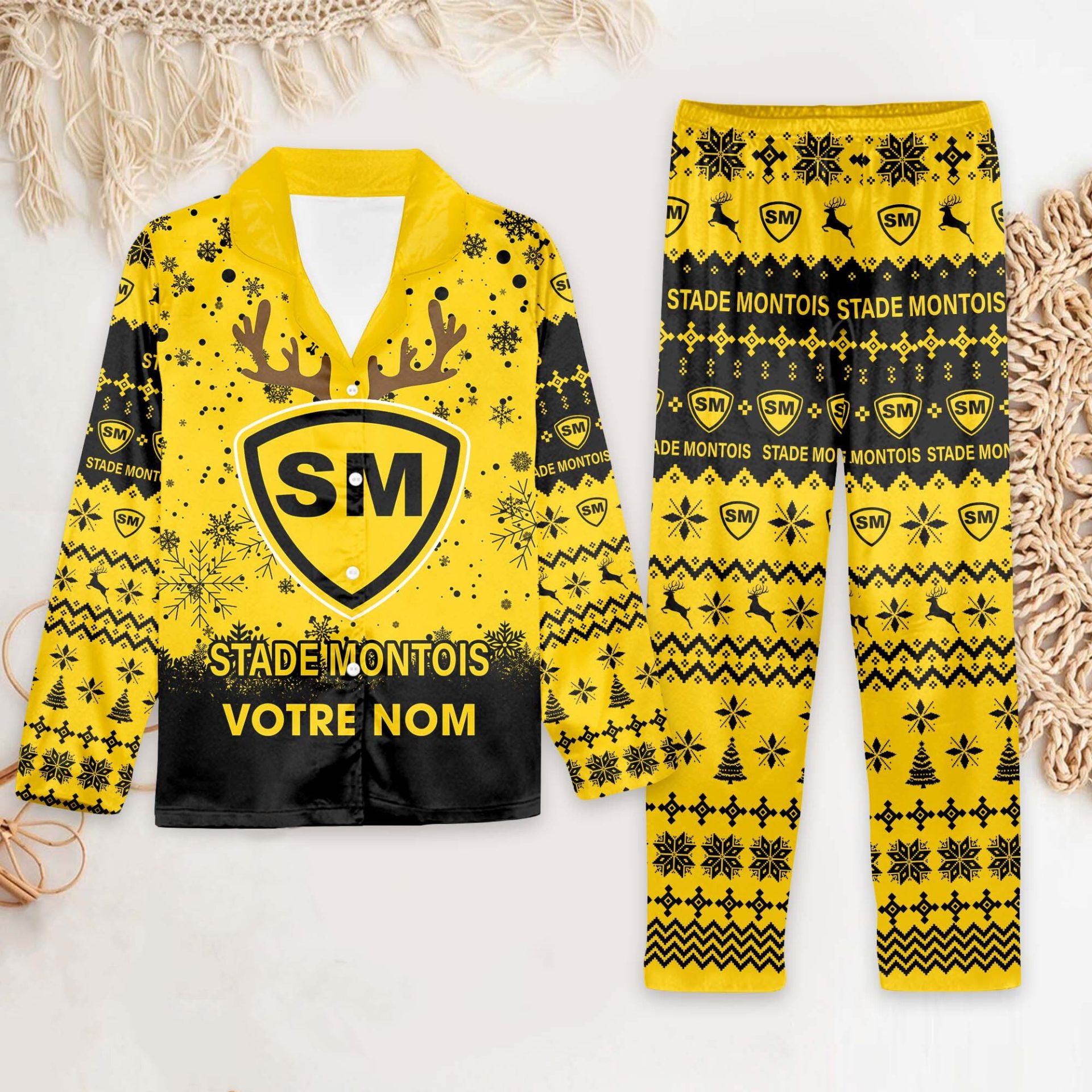 Stade Montois Rugby – Ensemble de pyjama : édition fan avec nom personnalisé Stade Montois Rugby – Ensemble de pyjama : édition fan avec nom personnalisé