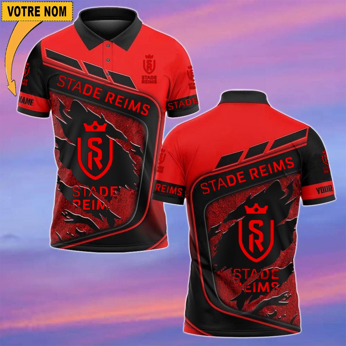 Stade de Reims – Chemise polo Nouvelle Version Avec Nom Personnalisé Stade de Reims – Chemise polo Nouvelle Version Avec Nom Personnalisé