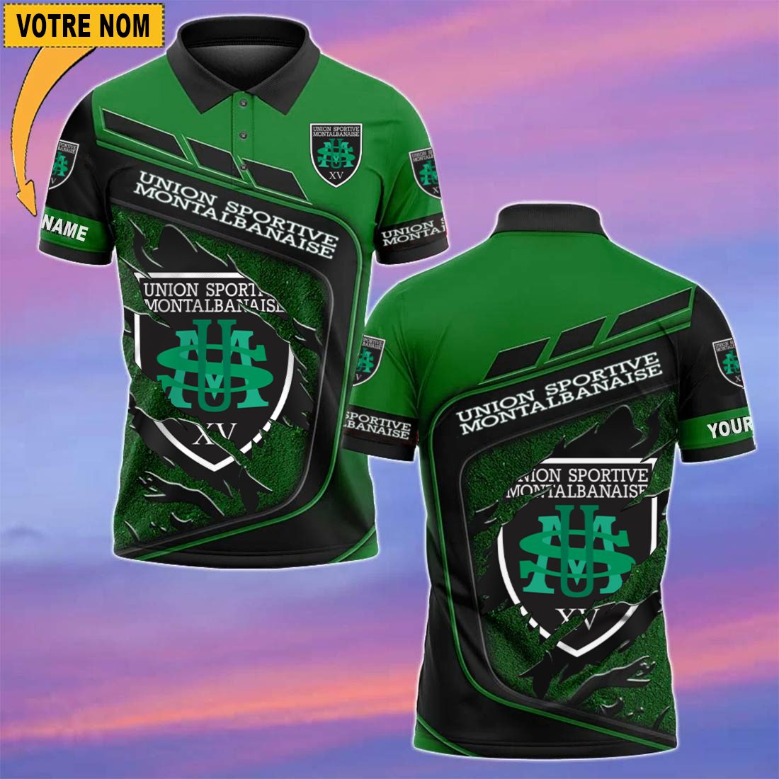 US Montauban – Chemise polo Nouvelle Version Avec Nom Personnalisé US Montauban – Chemise polo Nouvelle Version Avec Nom Personnalisé