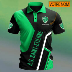 AS Saint-Étienne – Chemise polo Design Signature Avec Nom Personnalisé