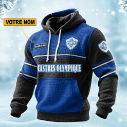 Castres Olympique – Pull hoodie gaufré Édition spéciale Avec Nom Personnalisé