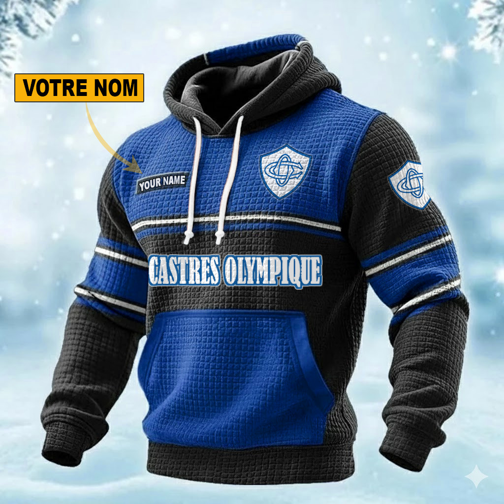 Castres Olympique – Pull hoodie gaufré Édition spéciale Avec Nom Personnalisé Castres Olympique – Pull hoodie gaufré Édition spéciale Avec Nom Personnalisé