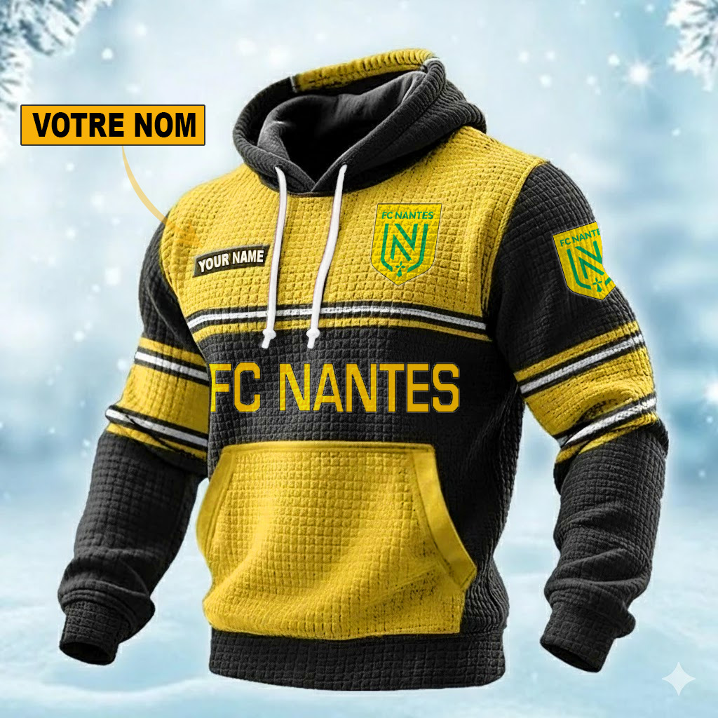 FC Nantes – Pull hoodie gaufré Édition spéciale Avec Nom Personnalisé FC Nantes – Pull hoodie gaufré Édition spéciale Avec Nom Personnalisé