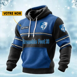 Grenoble Foot 38 – Pull hoodie gaufré Édition spéciale Avec Nom Personnalisé