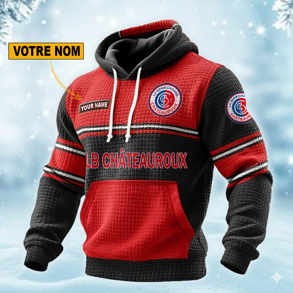 LB Châteauroux – Pull hoodie gaufré Édition spéciale Avec Nom Personnalisé LB Châteauroux – Pull hoodie gaufré Édition spéciale Avec Nom Personnalisé
