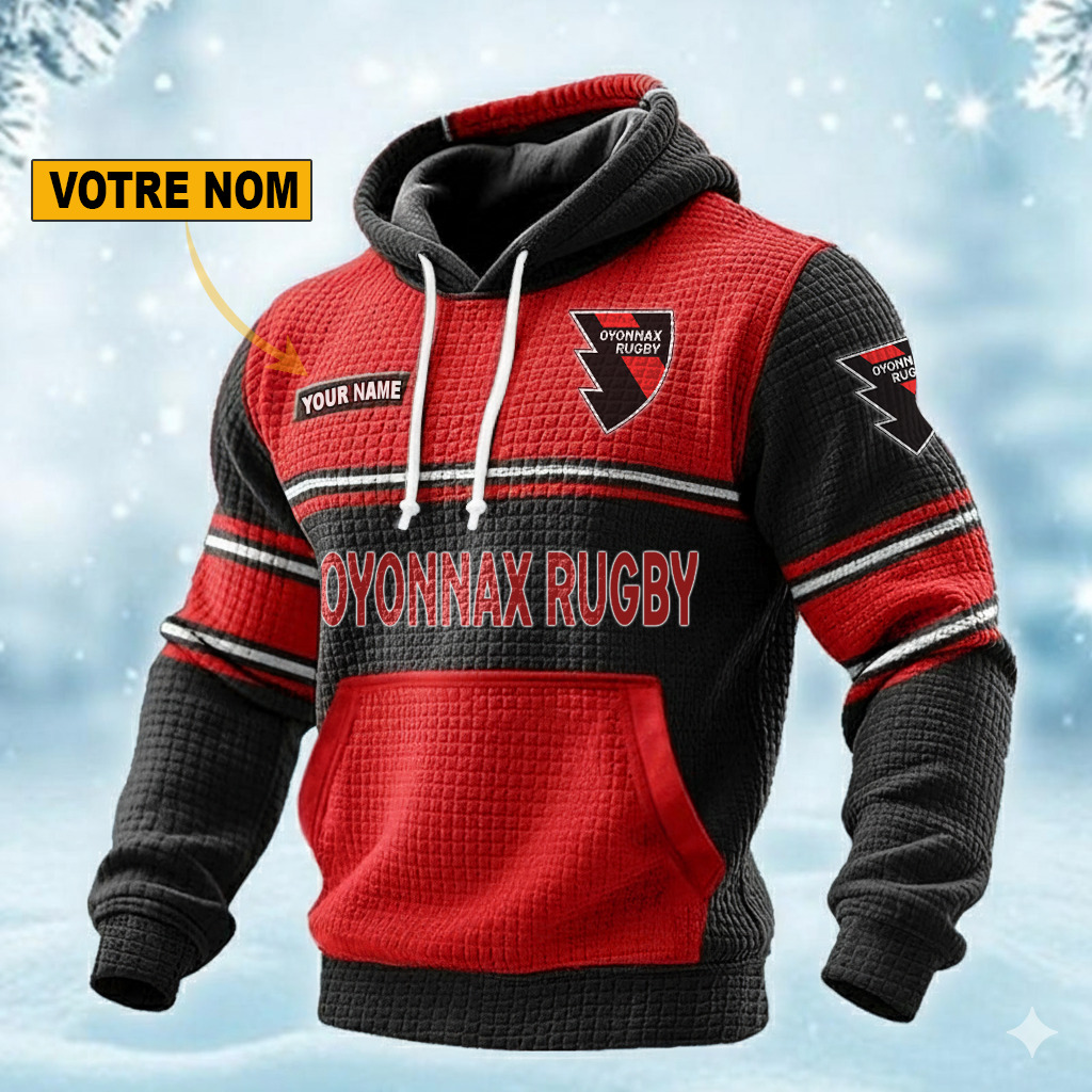 Oyonnax Rugby – Pull hoodie gaufré Édition spéciale Avec Nom Personnalisé Oyonnax Rugby – Pull hoodie gaufré Édition spéciale Avec Nom Personnalisé