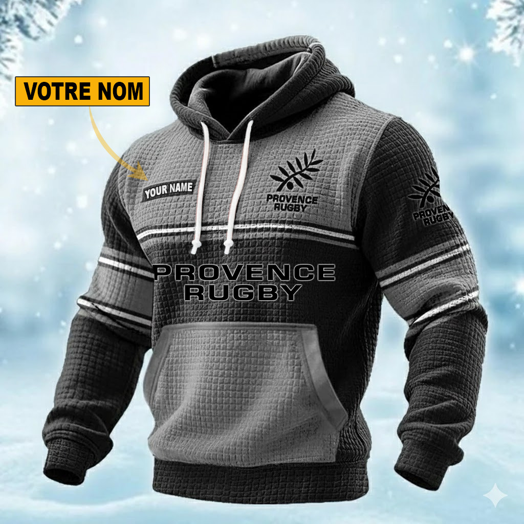 Provence Rugby – Pull hoodie gaufré Édition spéciale Avec Nom Personnalisé Provence Rugby – Pull hoodie gaufré Édition spéciale Avec Nom Personnalisé