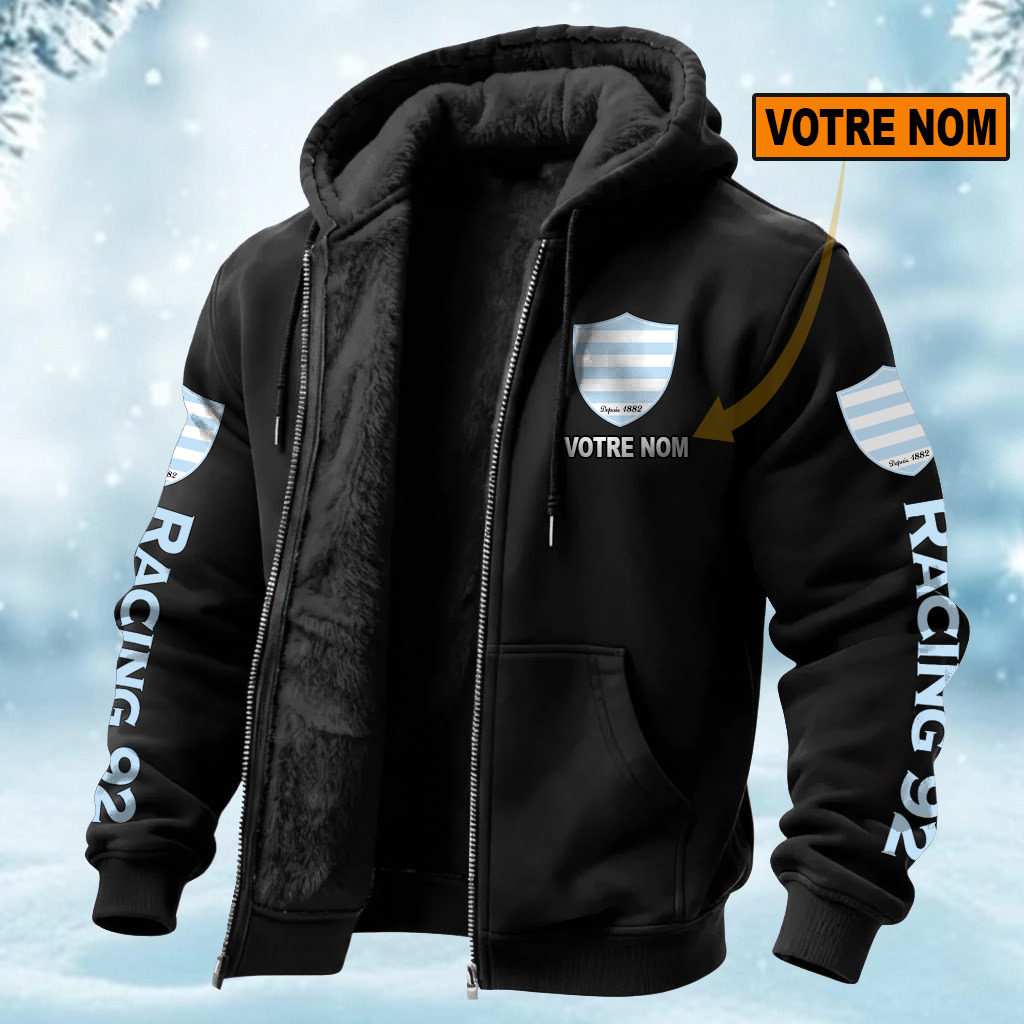 Racing 92 – Hoodie doublé en polaire Édition Limitée Avec Nom Personnalisé Racing 92 – Hoodie doublé en polaire Édition Limitée Avec Nom Personnalisé