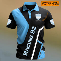 Racing 92 – Chemise polo Design Signature Avec Nom Personnalisé
