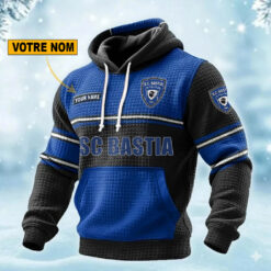 SC Bastia – Pull hoodie gaufré Édition spéciale Avec Nom Personnalisé