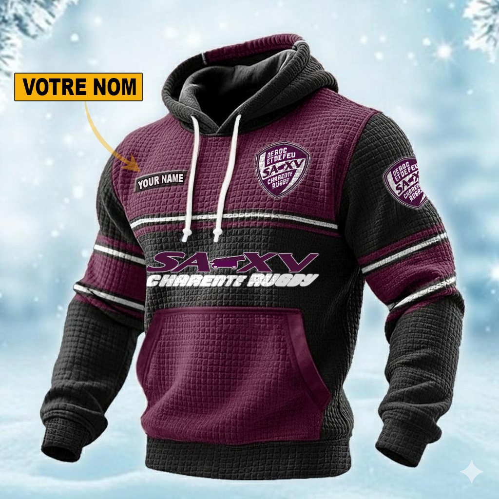 Soyaux-Angoulême XV – Pull hoodie gaufré Édition spéciale Avec Nom Personnalisé Soyaux-Angoulême XV – Pull hoodie gaufré Édition spéciale Avec Nom Personnalisé