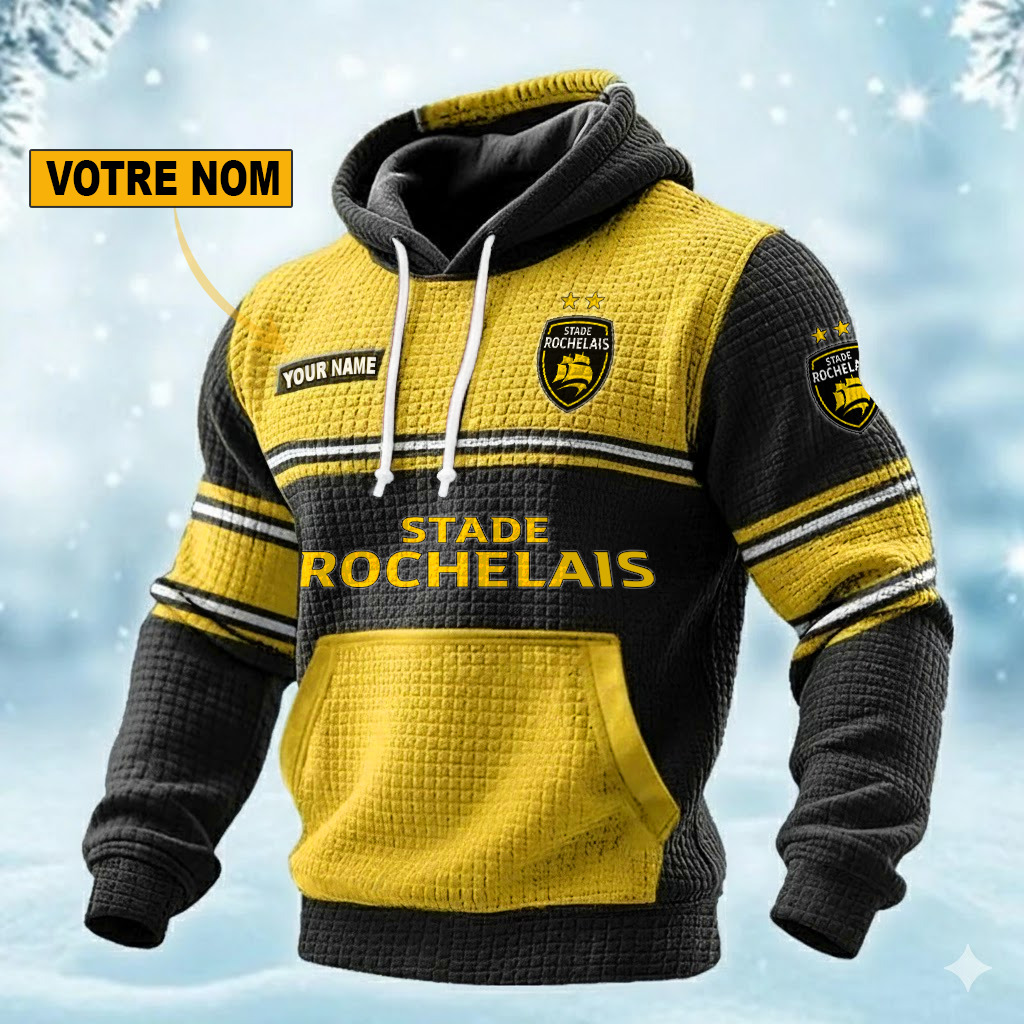 Stade Rochelais – Pull hoodie gaufré Édition spéciale Avec Nom Personnalisé Stade Rochelais – Pull hoodie gaufré Édition spéciale Avec Nom Personnalisé