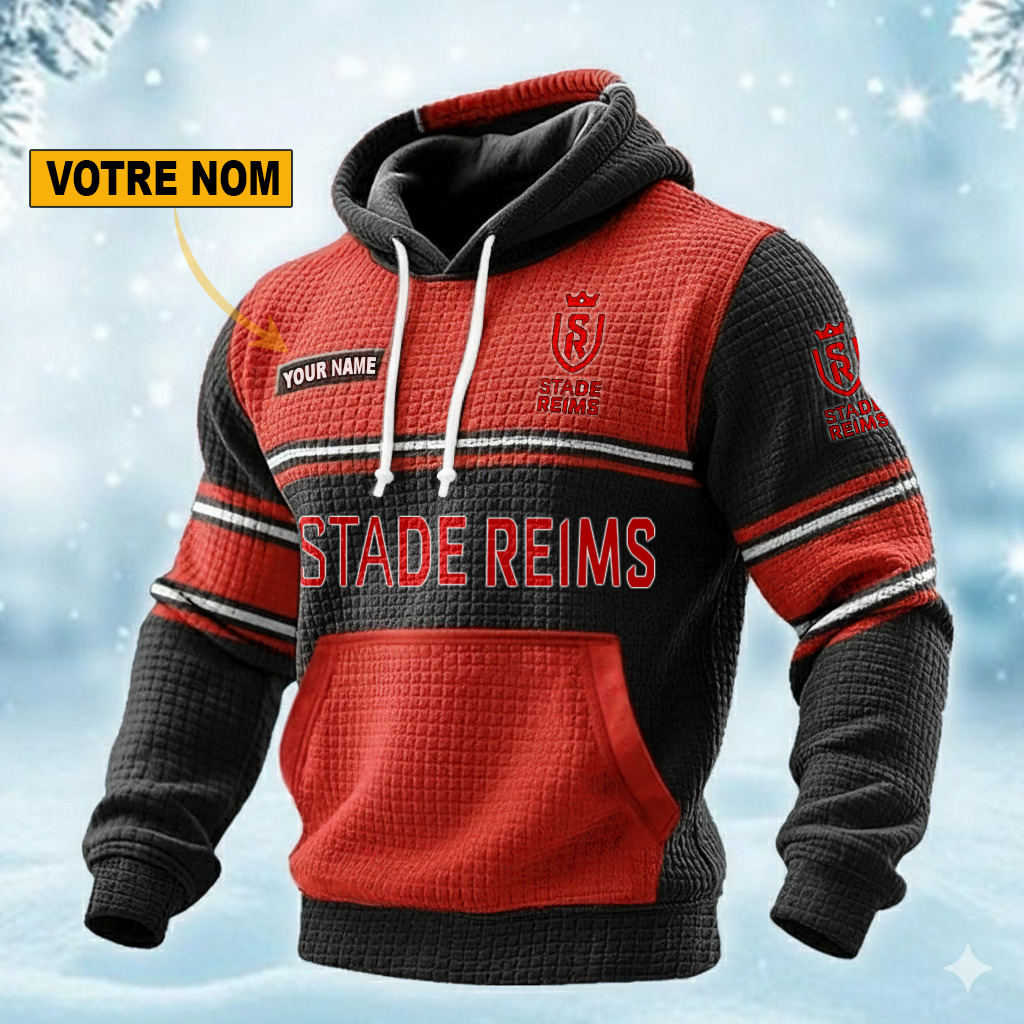 Stade de Reims – Pull hoodie gaufré Édition spéciale Avec Nom Personnalisé Stade de Reims – Pull hoodie gaufré Édition spéciale Avec Nom Personnalisé