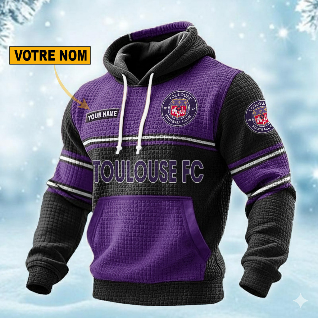 Toulouse FC – Pull hoodie gaufré Édition spéciale Avec Nom Personnalisé Toulouse FC – Pull hoodie gaufré Édition spéciale Avec Nom Personnalisé
