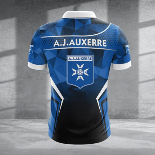 Polo à fermeture éclair – AJ Auxerre nouvelle version avec nom personnalisé Polo à fermeture éclair – AJ Auxerre nouvelle version avec nom personnalisé