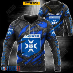 AJ Auxerre – Veste à capuche zippée Édition spéciale Avec Nom Personnalisé