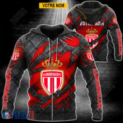 AS Monaco – Veste à capuche zippée Édition spéciale Avec Nom Personnalisé
