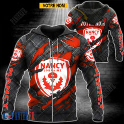 AS Nancy Lorraine – Veste à capuche zippée Édition spéciale Avec Nom Personnalisé