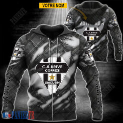 CA Brive – Veste à capuche zippée Édition spéciale Avec Nom Personnalisé