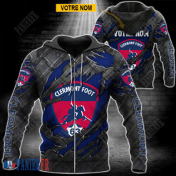 Clermont Foot 63 – Veste à capuche zippée Édition spéciale Avec Nom Personnalisé