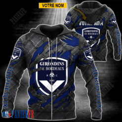 FC Girondins de Bordeaux – Veste à capuche zippée Édition spéciale Avec Nom Personnalisé