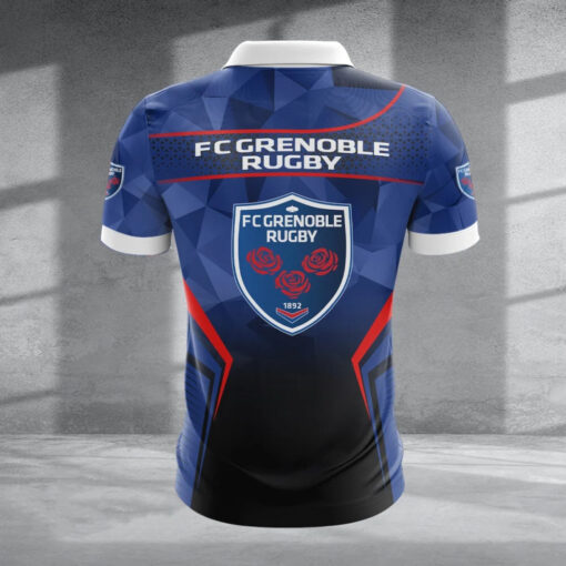 Polo à fermeture éclair – FC Grenoble Rugby nouvelle version avec nom personnalisé Polo à fermeture éclair – FC Grenoble Rugby nouvelle version avec nom personnalisé