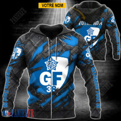 Grenoble Foot 38 – Veste à capuche zippée Édition spéciale Avec Nom Personnalisé