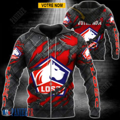 LOSC Lille – Veste à capuche zippée Édition spéciale Avec Nom Personnalisé