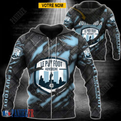 Le Puy Foot 43 Auvergne – Veste à capuche zippée Édition spéciale Avec Nom Personnalisé