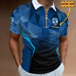 Polo à fermeture éclair – Montpellier Hérault Rugby nouvelle version avec nom personnalisé