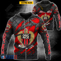 OGC Nice – Veste à capuche zippée Édition spéciale Avec Nom Personnalisé