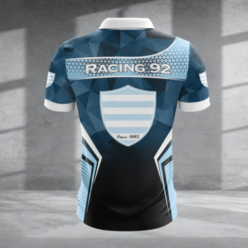 Polo à fermeture éclair – Racing 92 nouvelle version avec nom personnalisé Polo à fermeture éclair – Racing 92 nouvelle version avec nom personnalisé